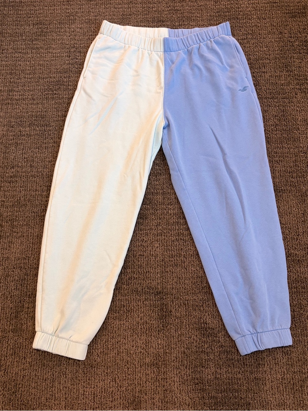 Hollister Two-Tone Joggers in White and Light Blue